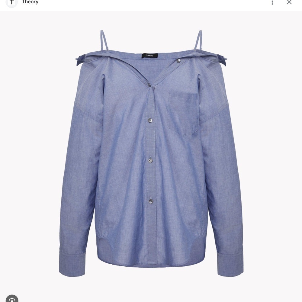Theory Off the Shoulder Blue Top